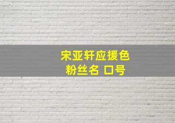 宋亚轩应援色 粉丝名 口号